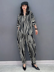 Retro Zebra Stripe Top & Pants 2-Piece Set