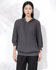 Luxe Batwing Plisse Hoodie