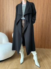 Women's Elegant Draped Collar Trench Coat