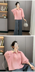 Elegant Pleated Dolman Blouse