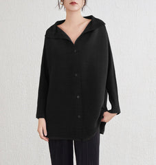 Luxury High-Collar Pleated Blouse