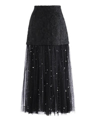 Luxury Pearl Tulle Maxi Skirt