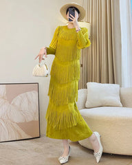 Luxury Tassels Plissé Dress