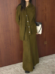 Luxury Knit Draped-Neck Set