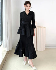 Luxury Peplum Plissé Top & Skirt