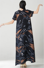 Pleated Geometric Lines Dress
