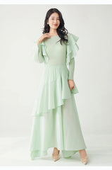 Luxury Pleats Ruffle Formal Dress