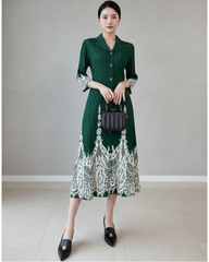Petite Plissé Button-Front Dress