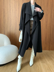 Women's Elegant Draped Collar Trench Coat