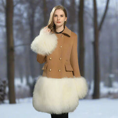 Wool Coat with Mongolian Lamb Fur