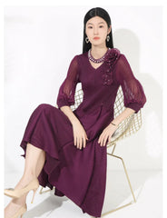 Luxury Pleat Floral Formal Dress