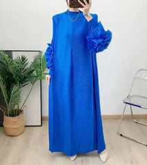 Truly Pleated Ruffle Sleeve Dress