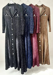 Luxe Modest Plissé Tweed Dress
