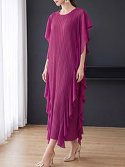 Luxury Plissé Ruffle Kaftan Dress