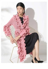 Truly Plissé Ruffle Long Coat