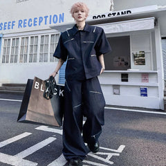 Avant-Garde Men's Japanese Denim Co-ord Set