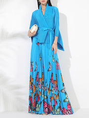 Truly Pleated Maxi Skirt & Cardigan Set - Luxury