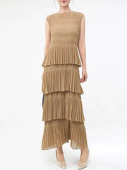Elegant Plissé Sleeveless Dress