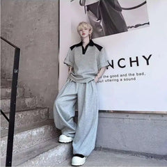 Men's Cotton Wide Leg Pant Set