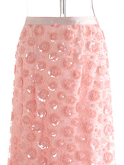 Elegant Floral Sequin Mesh Skirt