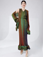 Designer Pleated Shawl Sleeveless Dress