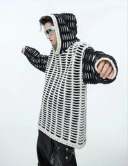 Men's Popover Knitted Studded Hoodie