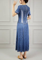 Luxury Denim Plissé Skirt Set