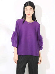 Truly Pleated Ruffle Sleeve Top