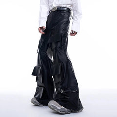 Men's Baggy Faux Leather Cargo Pants