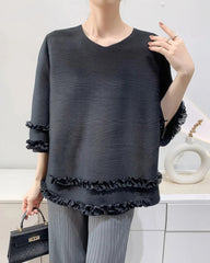 Ruffle Fully-Pleated Top
