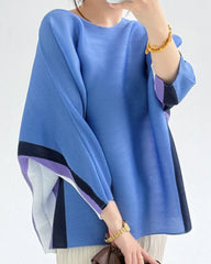 Luxe Plissé Dolman-Sleeve Top