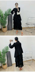 Elegant Ruffled Pleated Dress
