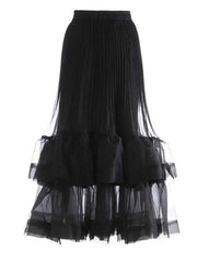 Couture Pleated Tulle Ruffle Skirt