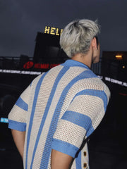 Men's Luxury Crochet Open-Knit Shirt