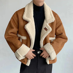 Men's Suede Faux-Shearling Bomber Jacket