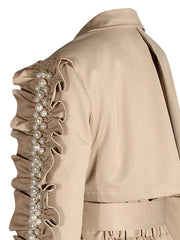 Luxe Pearl Ruffle Trench Coat