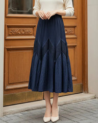 Geometric Pleated Midi Skirt