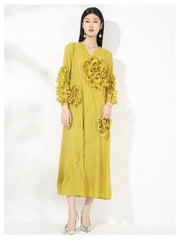 Truly Floral Chiffon Plissé Pleated Dress