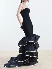 Luxe Strapless Ruffled Mermaid Dress