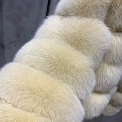 Ladies Fox Fur Crop Bomber Jacket