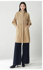 Elegant Pleated Hooded Coat