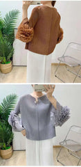 Luxury Pleated Ruffle Cuff Blouse