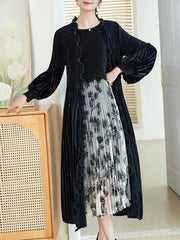 Couture Truly Pleated Dress & Cardigan Set