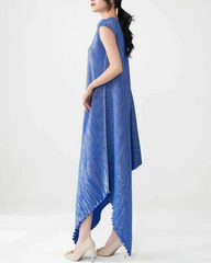 Plissé Metallic Cape Dress