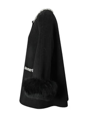 Luxury Woolen Faux Fur Coat