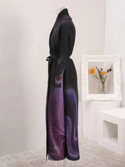 Truly Pleated Swirl Long Coat