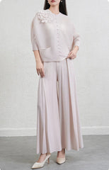 Elegant Plissé Trousers Set