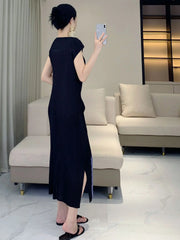 Signature Pleated Plissé Midi Dress