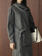 Luxury Knit Draped-Neck Set