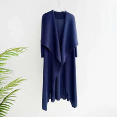 Elegant Drape Pleat Long Cardigan